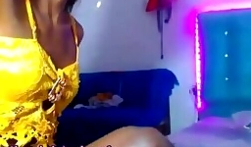 skinny latina ebony shemale strokes her huge dick on webcam