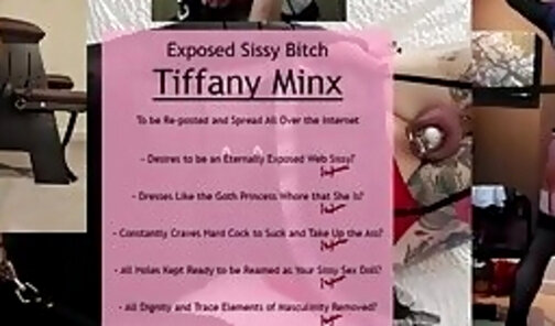 Exposed Sissy Bitch Tiffany Minx – Blowjob (Triple Visual Splitscreen)