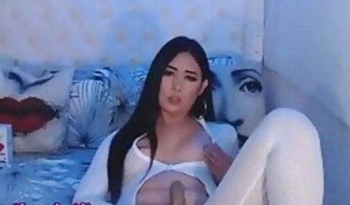 cute korean shemale strokes her dick on webcam