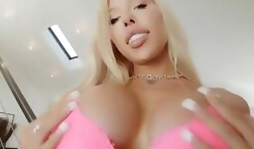 Busty blonde TS Brittney Kade bareback fucked by big cock