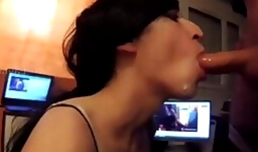 Cheater gives femboy a mouthful, i swallow :p - LaylacrossFR - (Wide view)