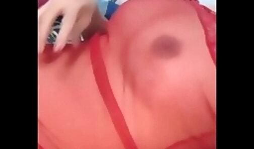 Ts Emd Red Lingerie Solo Cum