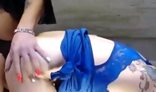 Busty babe fucked by a tranny and cummed on her big tit