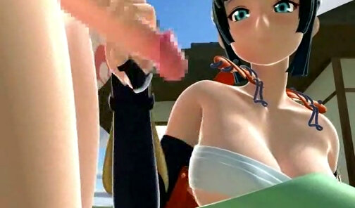 3D anese animated shemale gets handjob