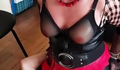 Facesitting & tits torture for a slave