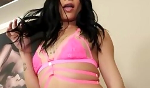 Pretty latina TS shemale Maylla Mandy POV big cock blowjob and anal sex