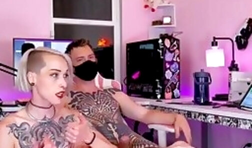 slim American tattooed tgirl with small cock gets anal fucking by her boyfriend