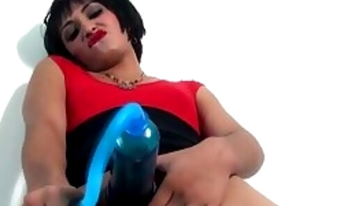 Hung Trans Keira Verga plays with her cock pump
