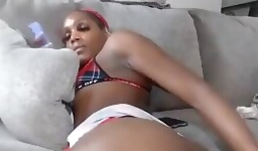 small dark transgirl shows off her pretty ass on cam
