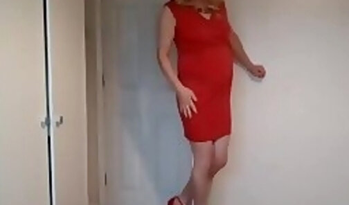 Red minidress and heels
