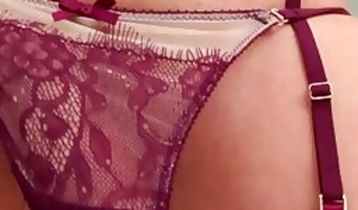Hot latina transsexual babe Maria Clara masturbating in sexy lingerie