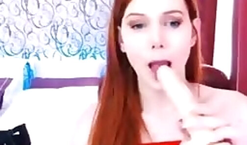 SExy rEdhEAd trAnny TS stroking smooth cock And bAlls