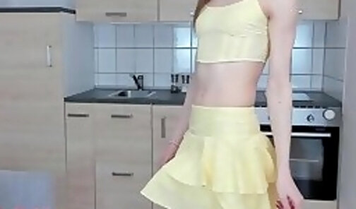 mistress sexy yellow outfit dirtytalk huge cock cumshot