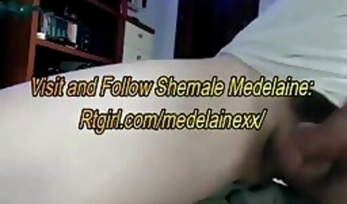 slim transgirl from Poland tugs her big dick on webcam