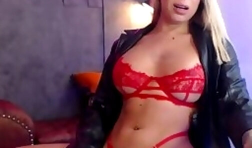 Irresistible SheBabe in Sensual Red Lingerie in a Webcam Show