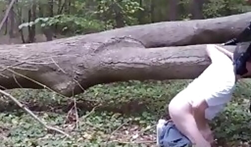 Slave suck man cock for her mistress outdoor