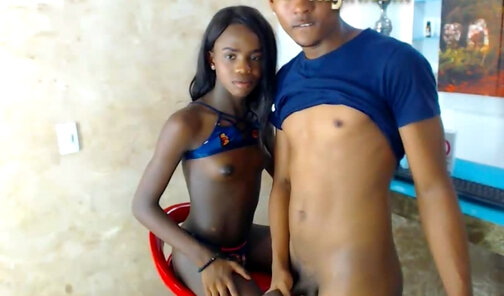Ebony tgirl and her boyfriend on cam