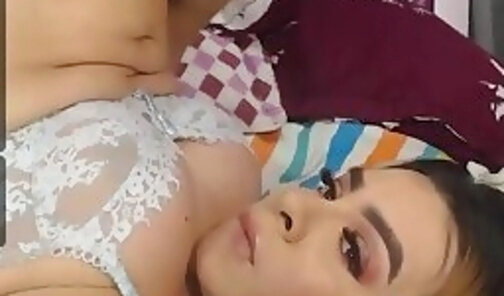 Naughty He-she eats her own cum in a Webcam Show