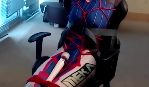Tied myself to a Gaming Chair Wearing DVa Bodysuit Mata