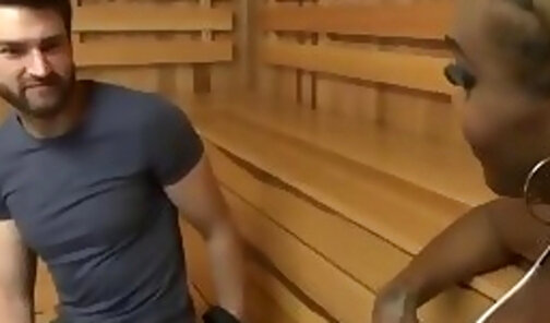 black tranny fuck guy in sauna