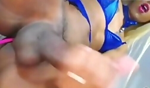 white brazilian tgirl stroking large penis