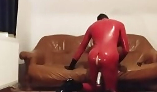 Two dildos for one rubberdoll